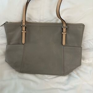 Michael Kors Gray Leather Tote Bag